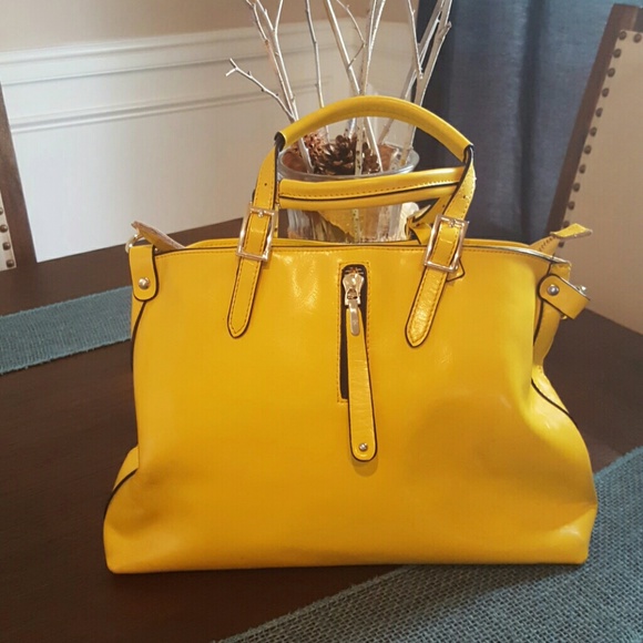 Lei C Handbags - Yellow Italian Leather Handbag