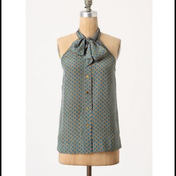 Anthro Silk Tie Blouse