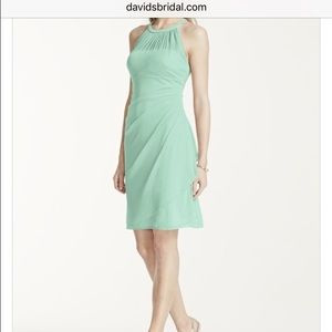 David's Bridal Mint Tea Length Short Dress