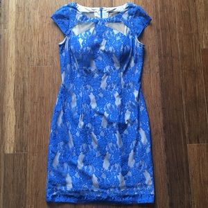 Blue and nude cocktail dress