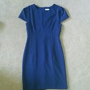 Cap sleeve v neck royal blue dress
