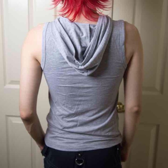 boutique Shirts - Mens Light Grey Sleeveless Hoodie Top Button Front boutique Shirts - Mens Light Grey Sleeveless Hoodie Top Button Front