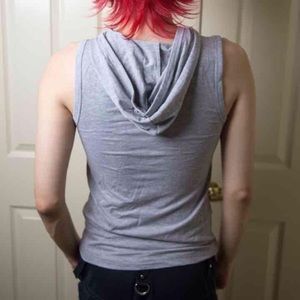 boutique Shirts - Mens Light Grey Sleeveless Hoodie Top Button Front boutique Shirts - Mens Light Grey Sleeveless Hoodie Top Button Front