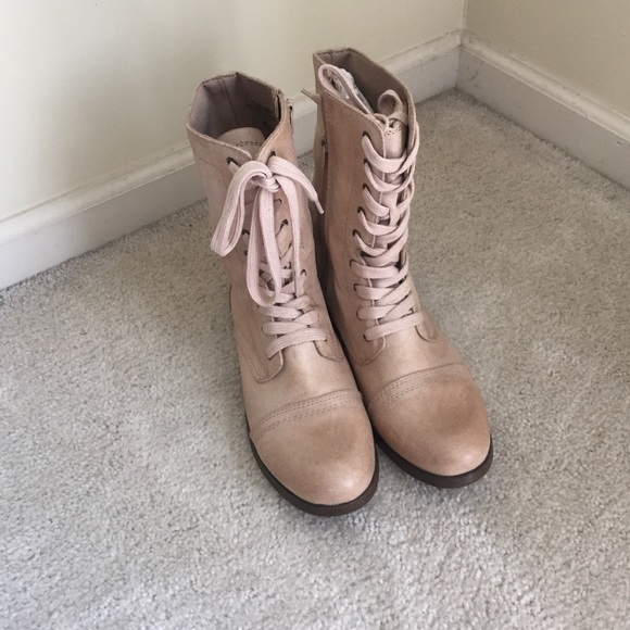 beige combat boots