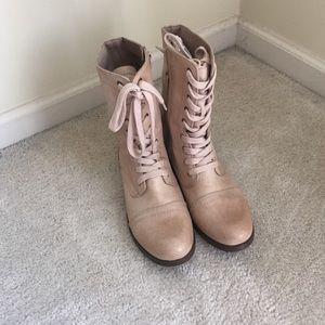 beige combat boots