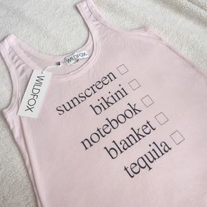NWT Wildfox pink checklist tank