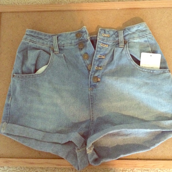 High Waisted Light Denim Shorts