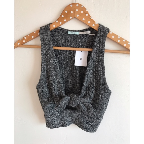 NWT Urban Outfitters Knit Tie Crop Top - Picture 2 of 3