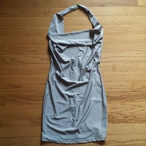 NWT sexy, slinky grey halter dress