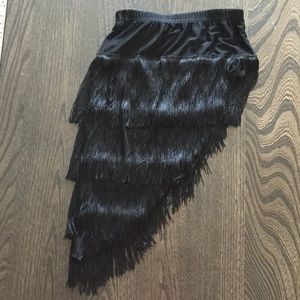 Asymmetrical black fringe dance skirt NWOT