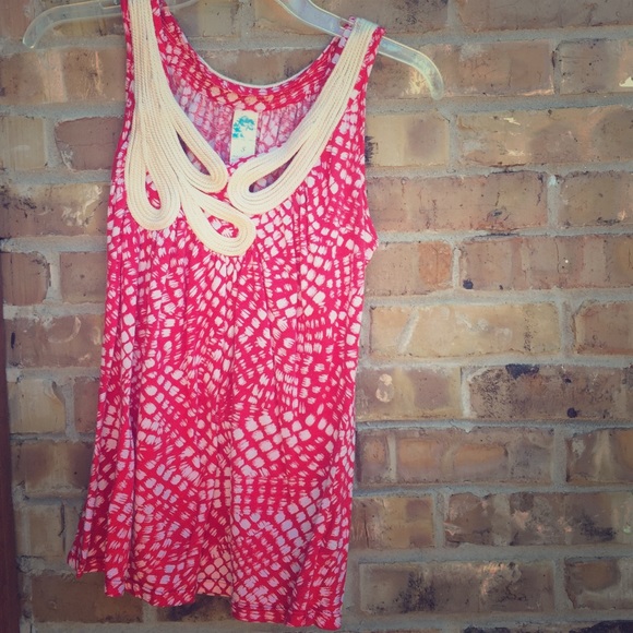 Anthropologie Paisley Swoop Tank with Rope Detail