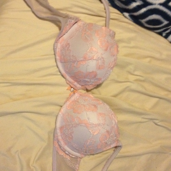 VS Coral and Lavender Lace Bra 34C