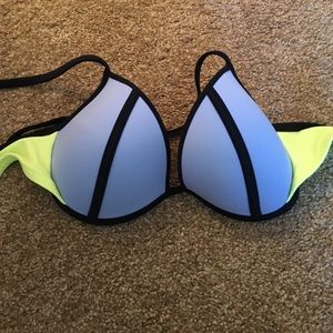 Blue & Neon Yellow Bombshell Swim Top