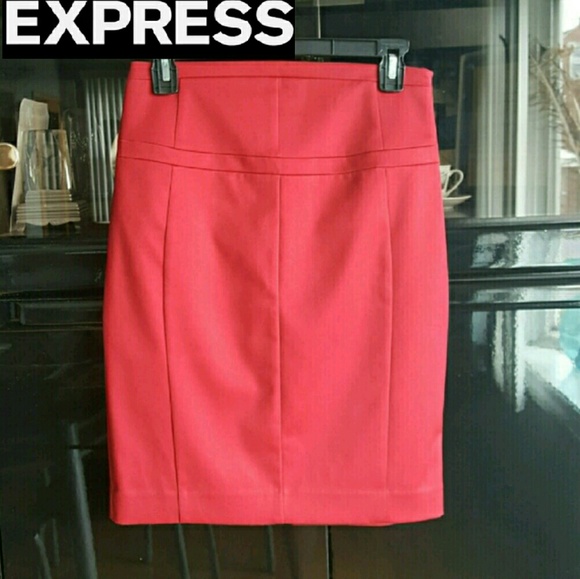 Express Red Pencil Skirt Size 2