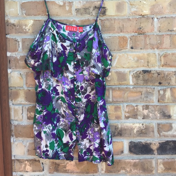Floral Tank with Rouleau Buttoning