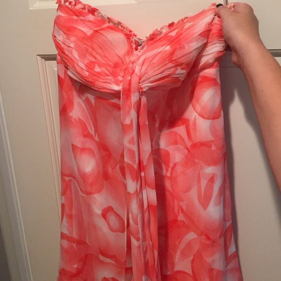 Strapless dress with a tie front and hidden zipper