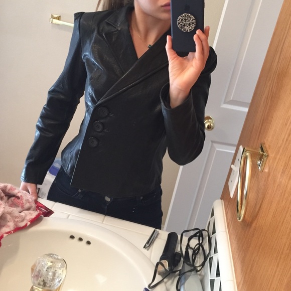 XS Black Nine West leather jacket