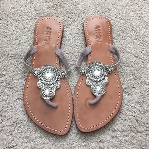 Leather jeweled Mystique sandals