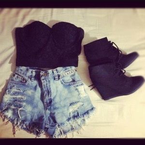 Lace Up Wedges/Booties