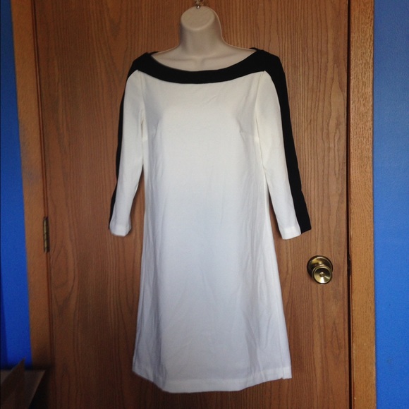 Off white and black dress.