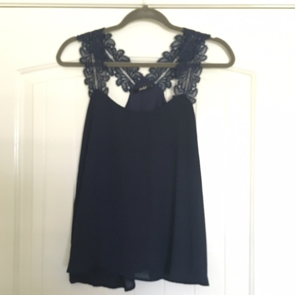 Papaya Crop Tank (M) Navy Blue