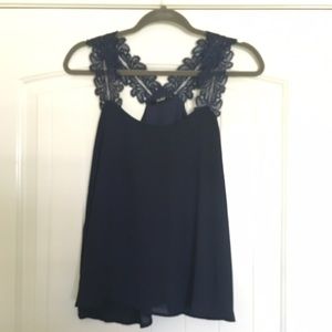 Papaya Crop Tank (M) Navy Blue