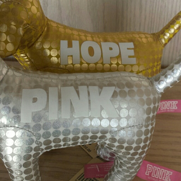 Victoria's Secret PINK silver and gold stuffed dog - Picture 2 of 2