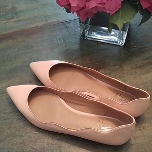 Ava & Aiden Pink Scalloped Pointy Toe Flats