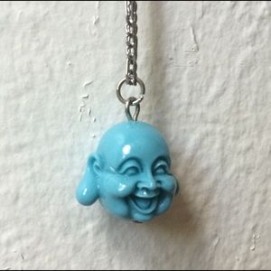 Baby Blue Buddha Head Necklace