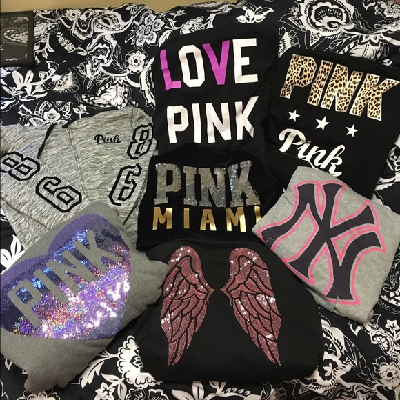 My VS pink hoodie collection 💚💙💜
