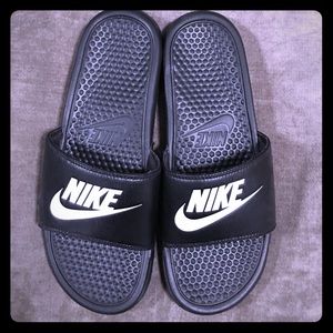 Men's Black Nike Slides - Size 10
