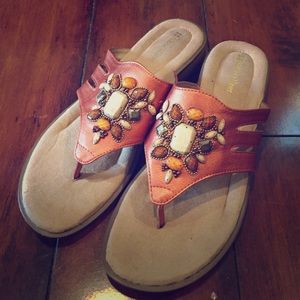 Naturalizer jeweled sandals. Bronze metallic.