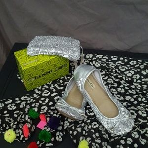 Silver Giannin Bini Packable Flats NWT