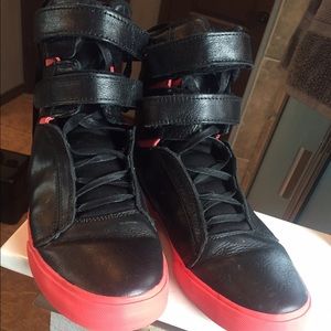 Red and black supra high top
