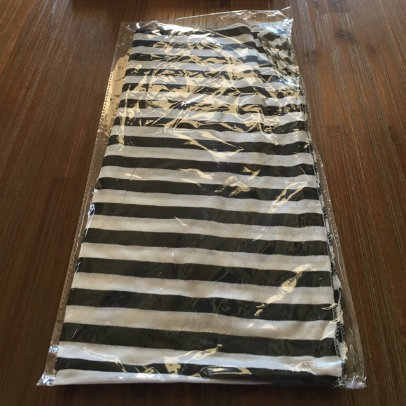 Black and white striped eternity scarf