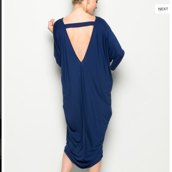 Navy Deep Back Cut out V neck Dress❤️ - Picture 3 of 3