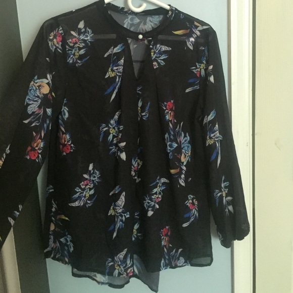 Black blouse with floral pattern