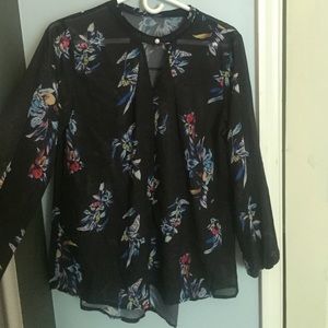 Black blouse with floral pattern