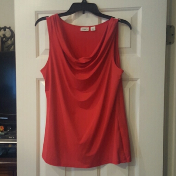 Red sleeveless blouse