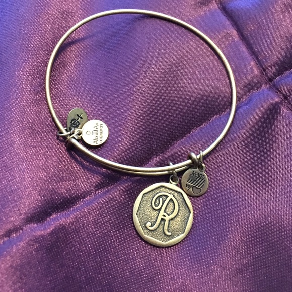 Alex and Ani bracelet R initial charm.