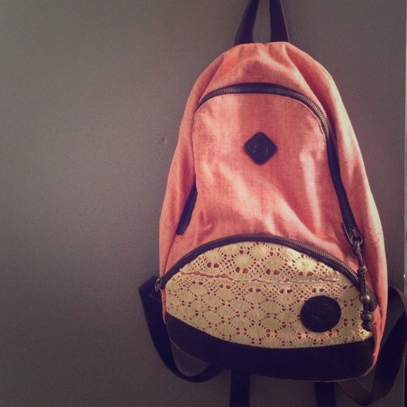 Pale Pink and White Lace Back pack