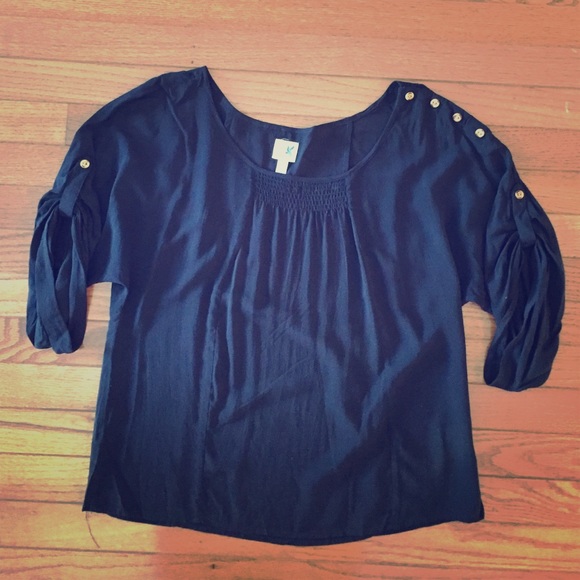 Anthropologie Black 3/4 Sleeve Blouse