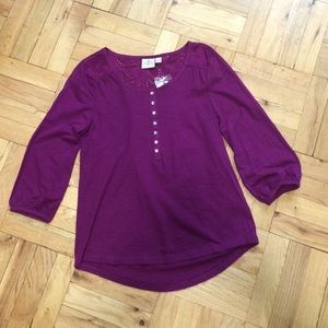 Purple 3/4 Sleeve Blouse