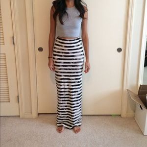 Stripped Fitted Maxi Skirt