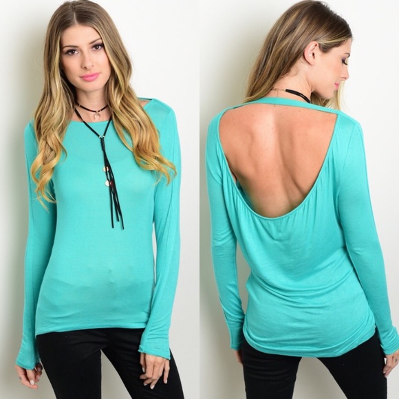 Boutique Tops - 🎉CLEARANCE🎉 Mint Lightweight Open Back Top