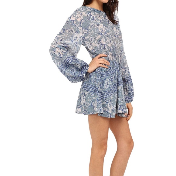 Free People Silver Sun Washed Blue Open Back Dress - Picture 2 of 3