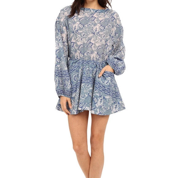 Free People Silver Sun Washed Blue Open Back Dress - Picture 3 of 3