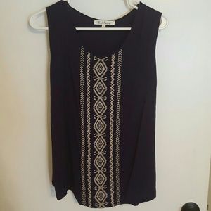 Navy embroidered front tank