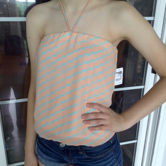 Flowy Tube Top (peach and teal)