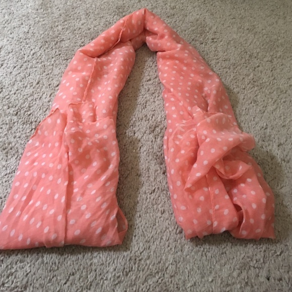 peach polka dot scarf